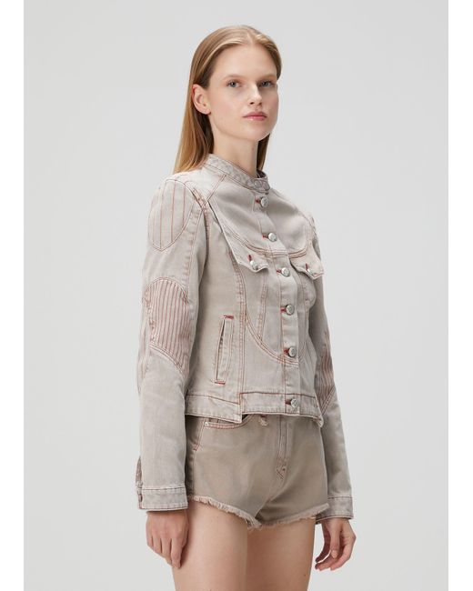 Pcfg Natural Neutrals Pure Cotton Faded Motorcycle Denim Jacket