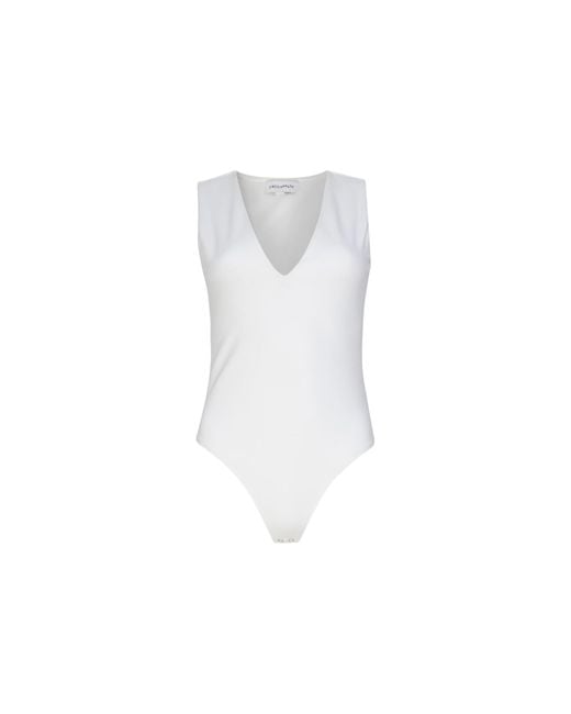 Circular Path White V Neck Bodysuit
