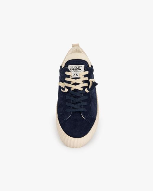 Springa | Unique Vulcanized Sneakers Italian Handmade Blue Wavy Suede Dark for men
