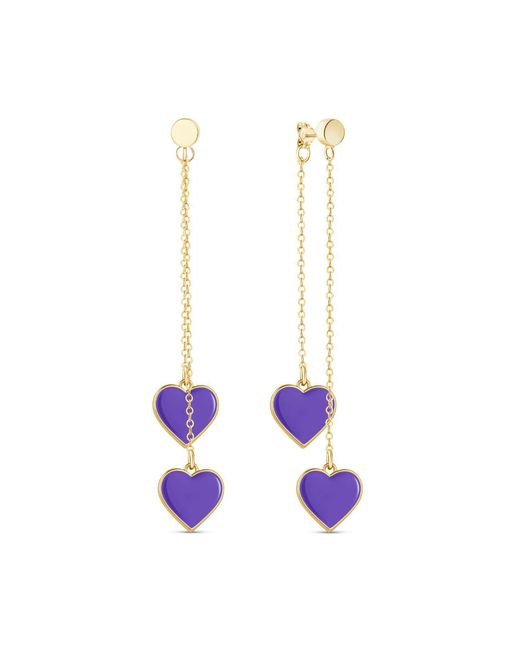 Rejected Hearts Club Purple Single Hearted Girl Dangle Heart Charm Filled Earrings