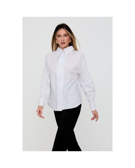 Lily and Lionel White Dapper Double Placket Stripe Shirt