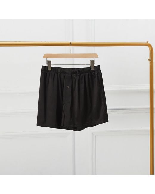 Soft Strokes Silk Black Pure Mulberry Silk Boxers for men
