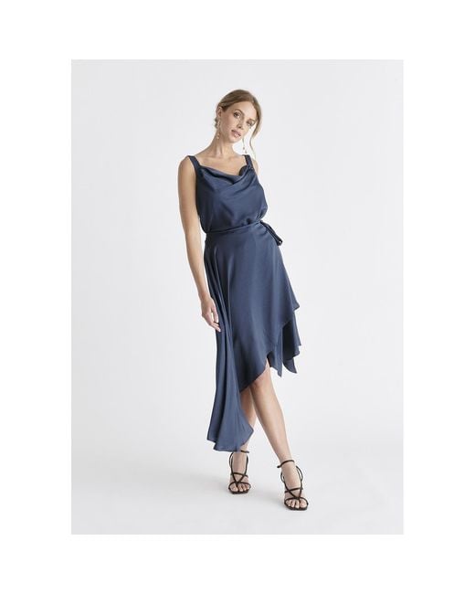 Paisie Blue Cowl Neck Dress