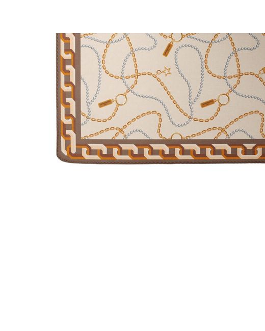 Le Parmentier Natural Neutrals Heritage Chain And Pearls Silk Square Scarf