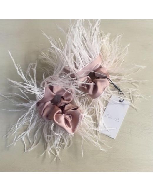 Lula-Ru White Neutrals Feather Hair Scrunchie