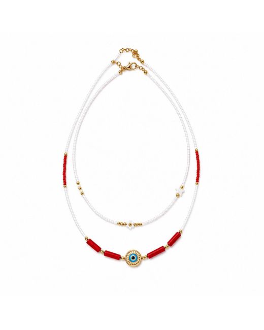 Nuvv Collection Red Evil Eye Beaded Necklace
