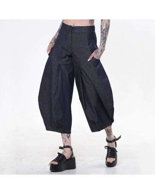 Metamorph Blue Voluminous Leg Denim Trousers