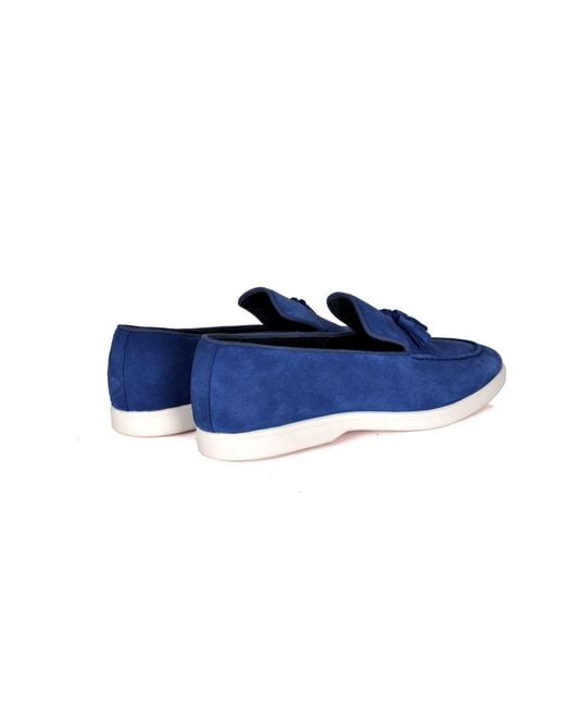 DAVID WEJ Blue Lorenzo Suede Tassel Loafers for men