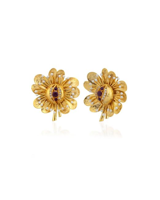 Milou Jewelry Metallic Antique Flower Earrings
