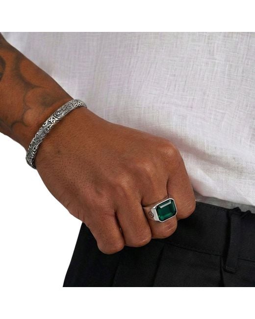 Nialaya Green Zircon Signet Ring for men