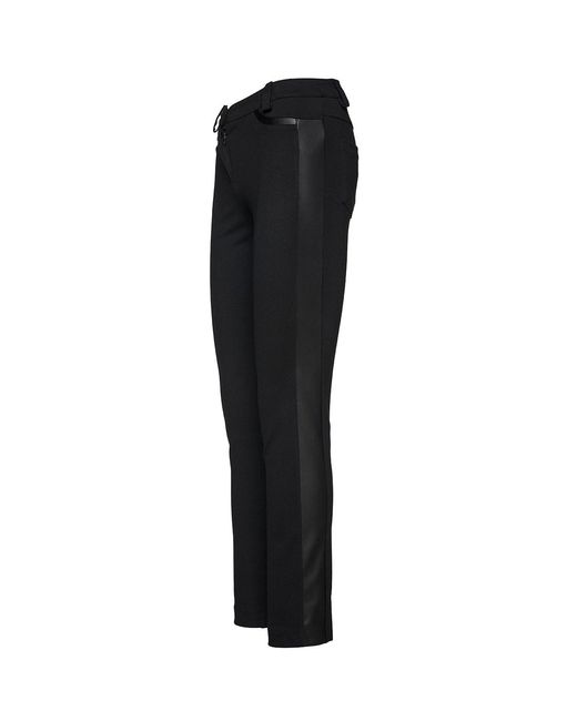 Conquista Black Fitted Jeggings With Faux Leather Detail