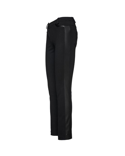 Conquista Black Fitted jeggings With Faux Leather Detail