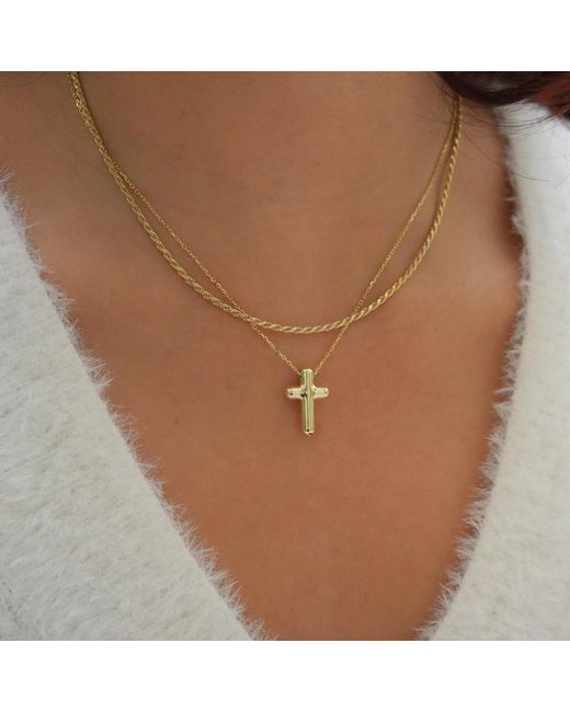 Argento Vivo Metallic Puffy Cross Necklace