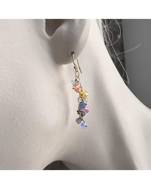 Lori Kaplan Design Metallic Multi Sapphire Chain Dangle Earrings