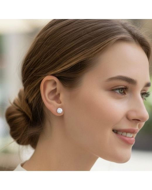 Jagged Halo Jewelry Metallic Moissanite Claw Stud Earrings Sterling