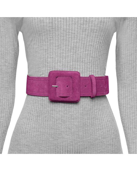 BeltBe Purple Suede Square Buckle Belt