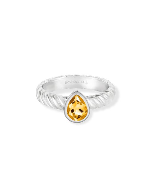 Dower & Hall Metallic Citrine Pear Twist Twinkle Ring