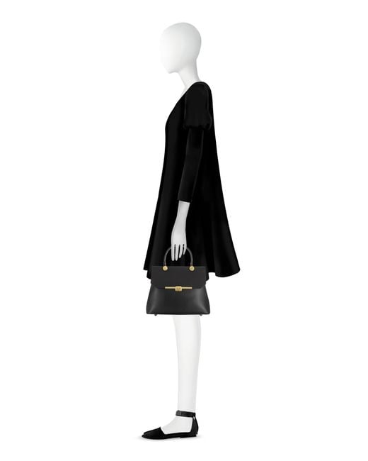 Le Parmentier Black Atlanta Top Handle Satchel Bag W/Shoulder Strap