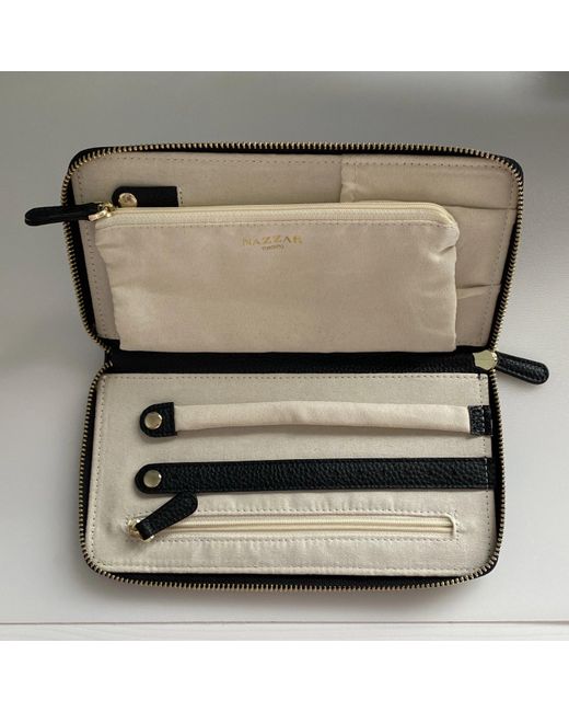 Nazzar Black Neutrals Leather Jewelry Organizer Case