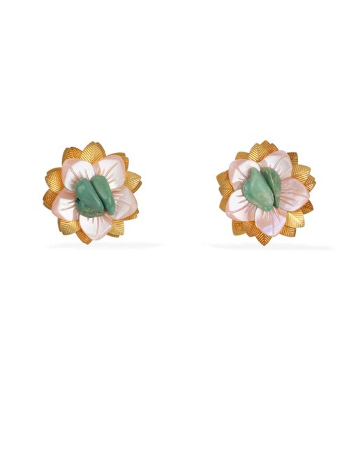 Pats Jewelry Metallic Pink Flower Earrings