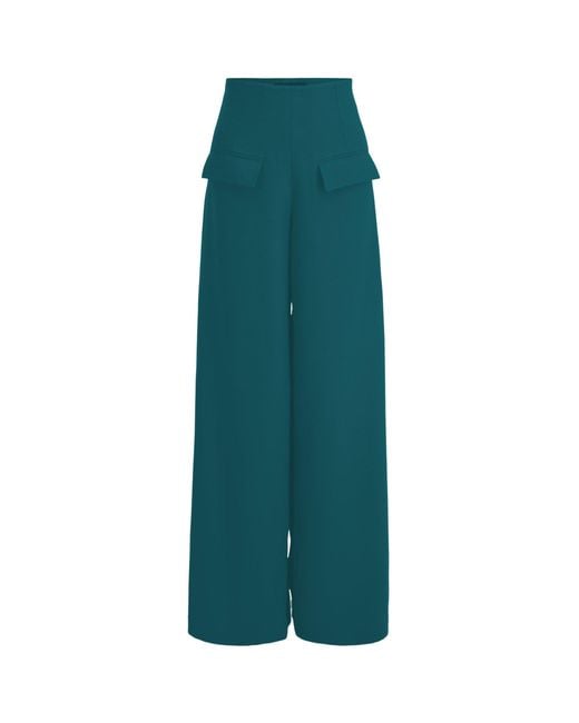 Layo G Green Stretch Wide-Leg Dress Pants