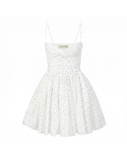 NUAJE NUAJE White Reverie Twist Front Ruched Cotton Mini Dress