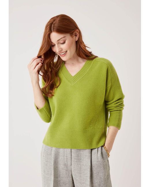 Loop Cashmere Green V Neck Lofty Sweatshirt