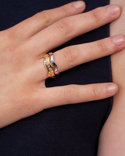 Zynnia Collective Metallic Wave Ring Set