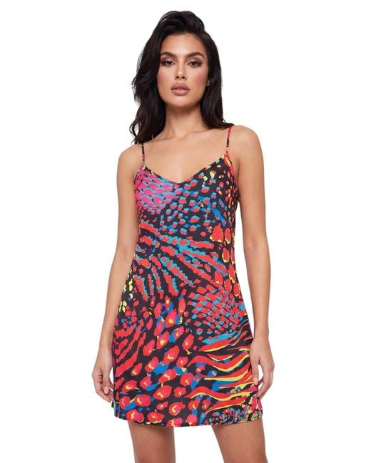 Any Old Iron Red Neon Animal Short Dress