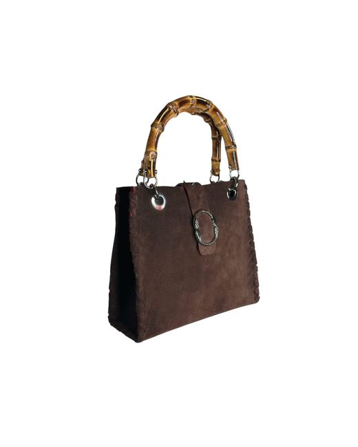 Ruj Heritage Brown Bamboo Bag Suede Cioccolato