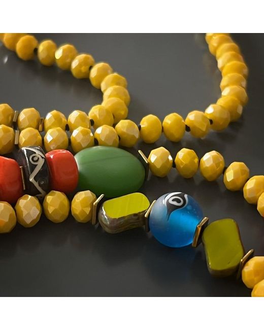 Ebru Jewelry Blue Colorful Nepal Mantra Pendant Beaded Long Necklace