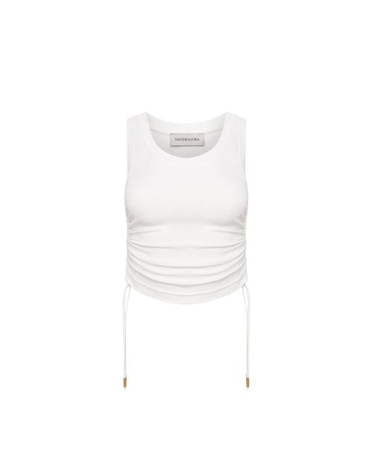 Mandragora White Adjustable Strap Ecru Crop Top Made Of Viscose – Ivy