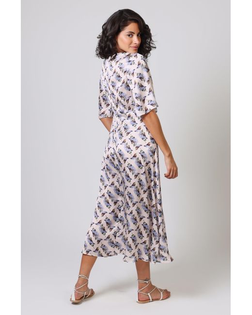 Traffic People Blue Neutrals Hummingbird Cream And Print Blythe Midi Dress