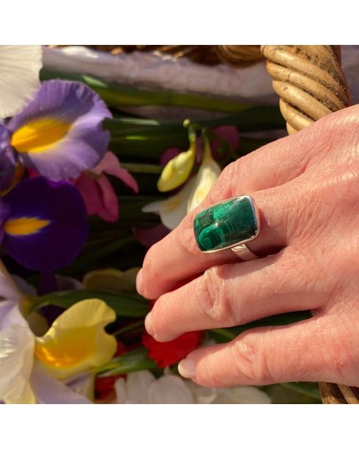 FV Jewellery Green La Stèle Malachite Rectangle Ring
