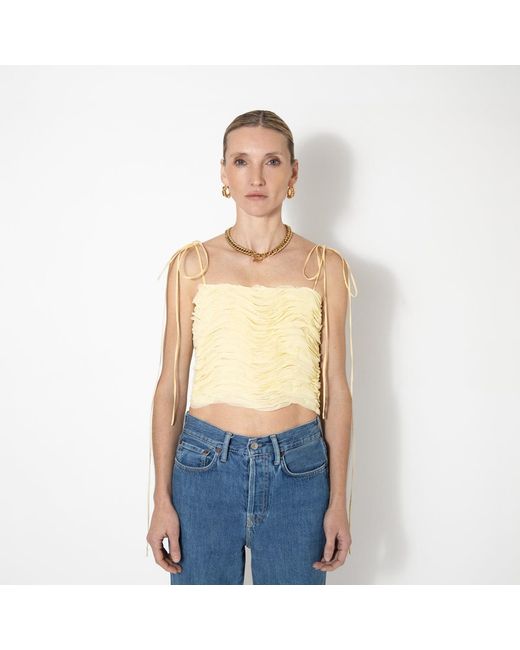 SVETA Milano White Neutrals Trinacria Ruffles Top