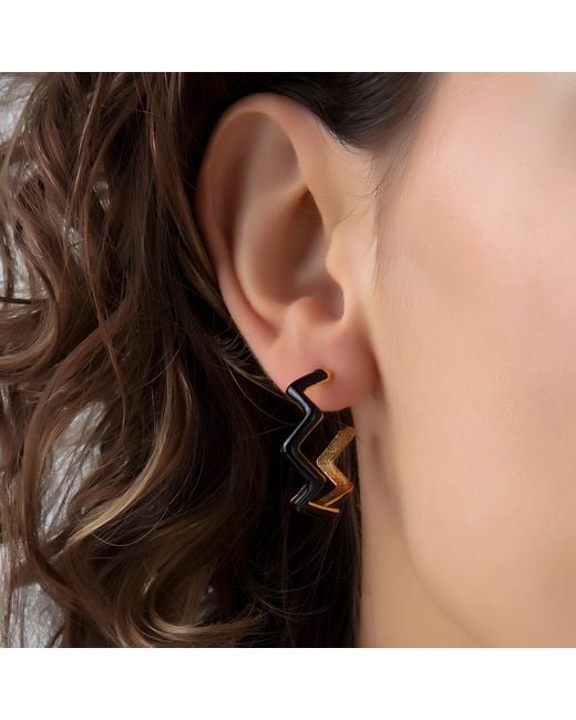 Milou Jewelry Metallic Zig Zag Hoop Earrings