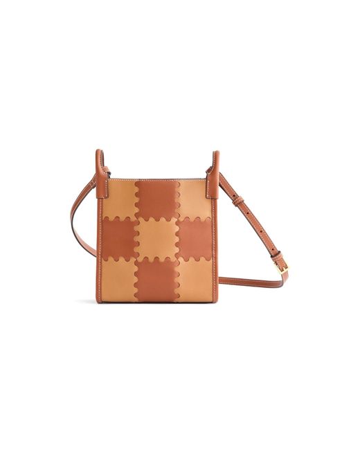 Orange Cube White Small Square Stitch Tote Bag