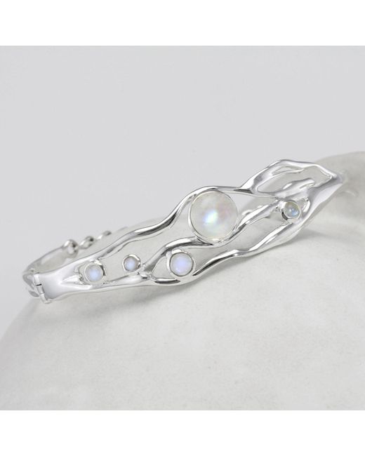 Isla Silver Metallic Sterling Moonstone Bangle