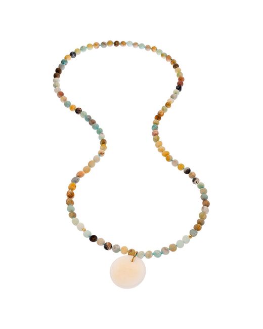 Heather Hawkins Jewelry Metallic Rockabye Long Coin Beaded Gemstone Necklace