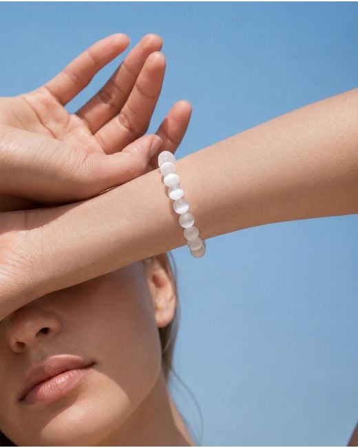 seree White Manifest Collection Intuition Cat's Eye Beaded Bracelet