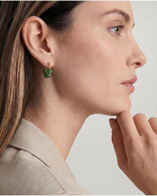 seree Green Fay Beaded Jade Hoop Earrings