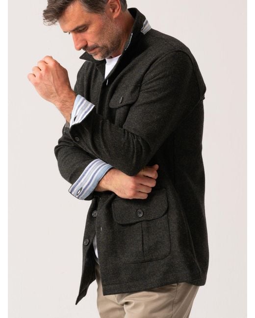 Koy Clothing Black Wool Safari Jacket for men