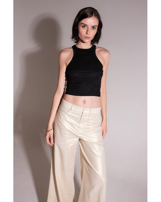 Vænn Black Metallic Crop Tank