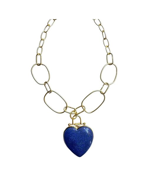 Rare Matters Jewelry Blue Luxe Lapis Lazuli Heart Pendant Necklace