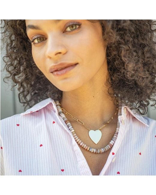 Kris Nations Natural Large Heart Pendant On Large Link Chain Filled
