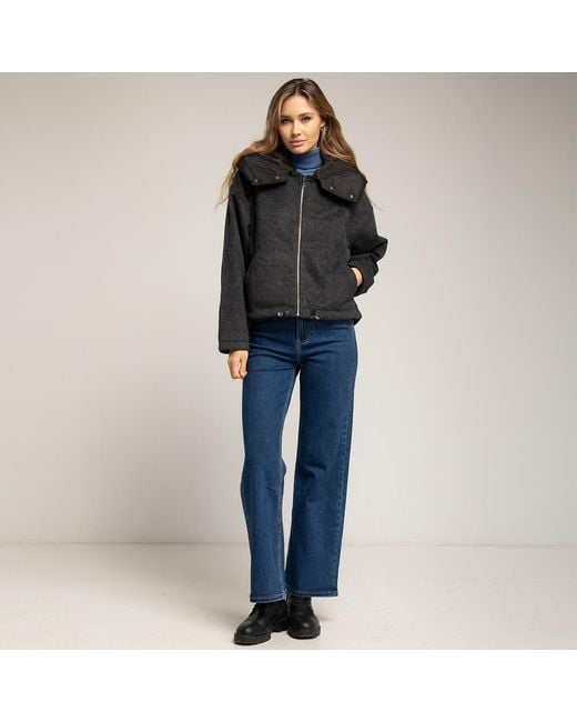 Tantra Spain Sl Black Short Wool Coat With Detachable Hood And Padded Collar