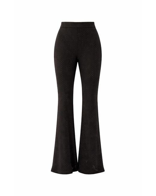 Exquise Black Slim Sequin Print Flared Knit Brielle Pants