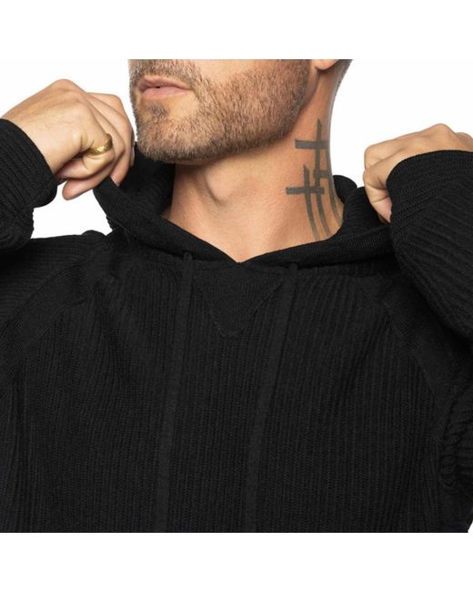 Weston Jon Boucher Black Dune Ottoman Knit Luxury Hoodie With Silk & Wool for men