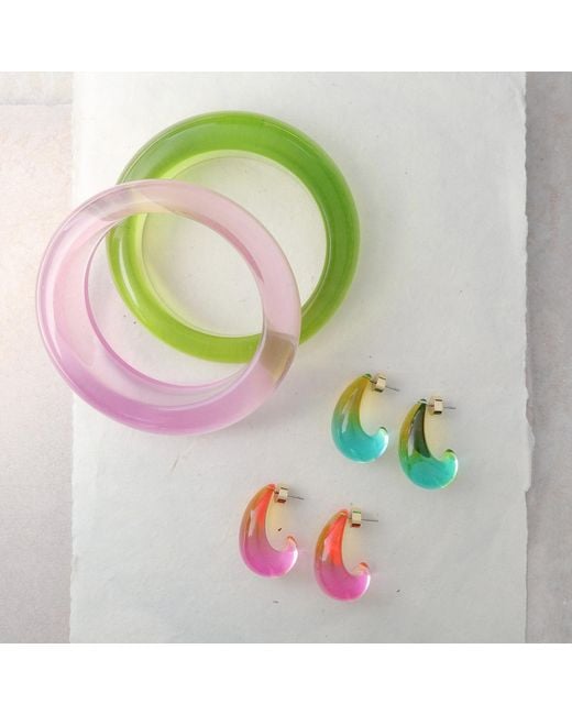 Hye Jane Jewelry Green Ombré Resin Statement Earrings