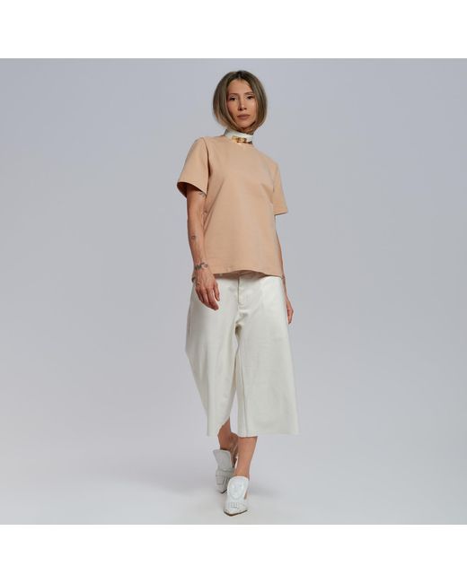 Hedare Gray Capri Leather Trousers